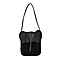 Designer Inspired Elephant Face Faux Leather Crossbody Bag with Long Shoulder Strap - Black