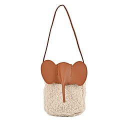 Designer Inspired Elephant Face Faux Leather Crossbody Bag with Long Shoulder Strap - Black