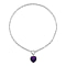 Amethyst Flat Heart Charm Toggle Lock Necklace (Size - 20)