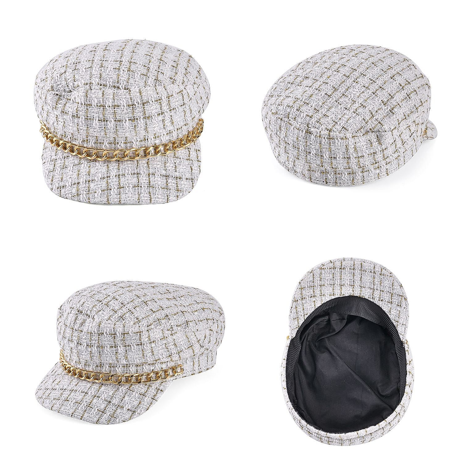 Polyester Plaid Shoulder Bag (Size 29x9x23 cm) - White & Black