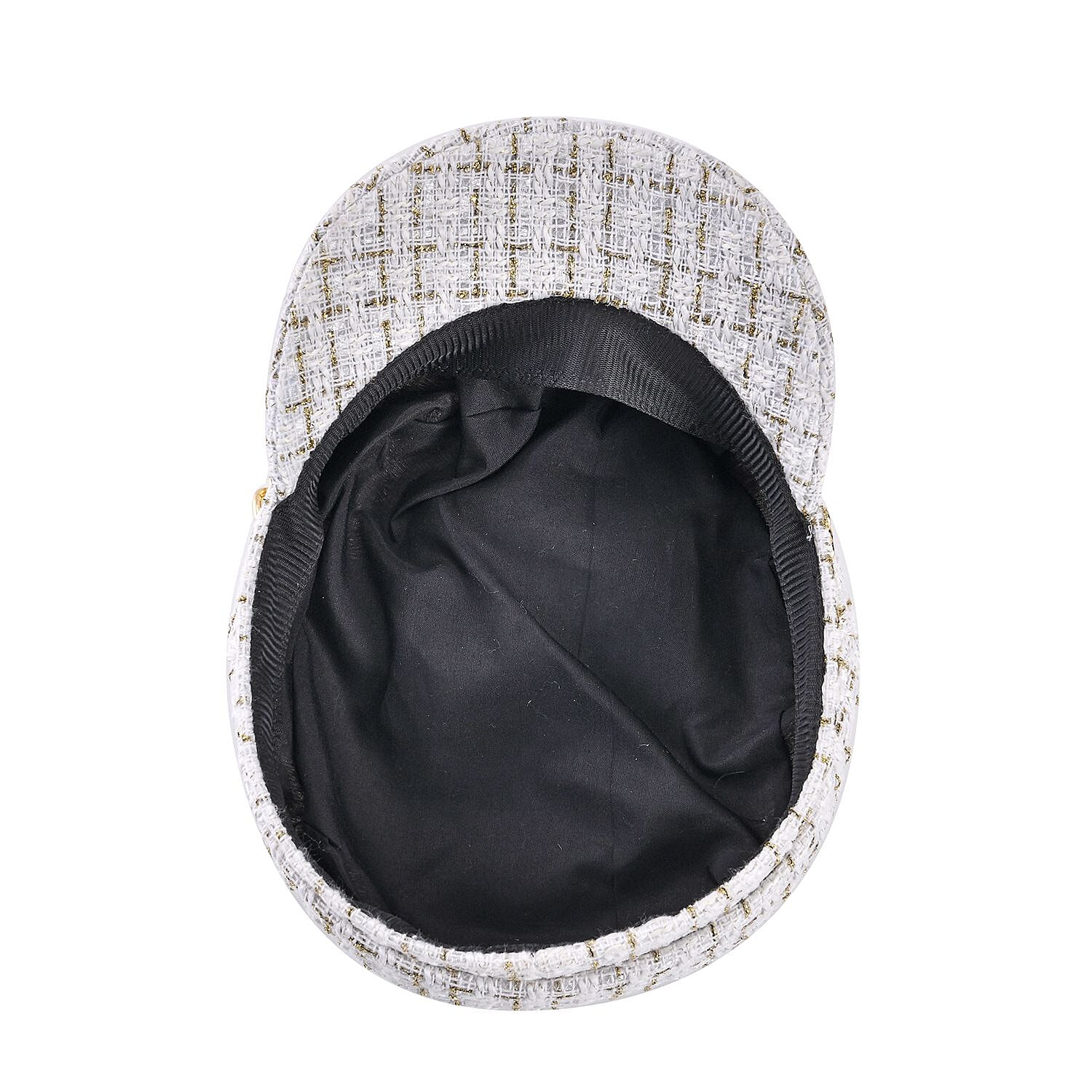 Polyester Plaid Shoulder Bag (Size 29x9x23 cm) - White & Black