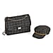 Closeout Deal- Combo Pack - Classic Checkered Pattern Shoulder Bag with Chain Strap - a Newsboy Cap - Black
