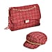 Closeout Deal- Combo Pack - Classic Checkered Pattern Shoulder Bag with Chain Strap - a Newsboy Cap - Black