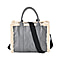Leatherette Crossbody Bag with Exterior Zipped Pocket & Shoulder Strap - Grey & White