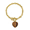 Rose Quartz Flat Heart Charm Toggle Lock Bracelet (Size - 7.5)