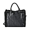Leatherette Crossbody Bag with Exterior Zipped Pocket & Shoulder Strap - Black