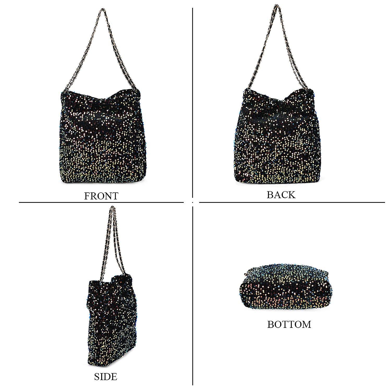  Set of 3 Sequin Bag (Includes Shoulder Bag, Crossbody Bag & Clutch Bag) - Multi
