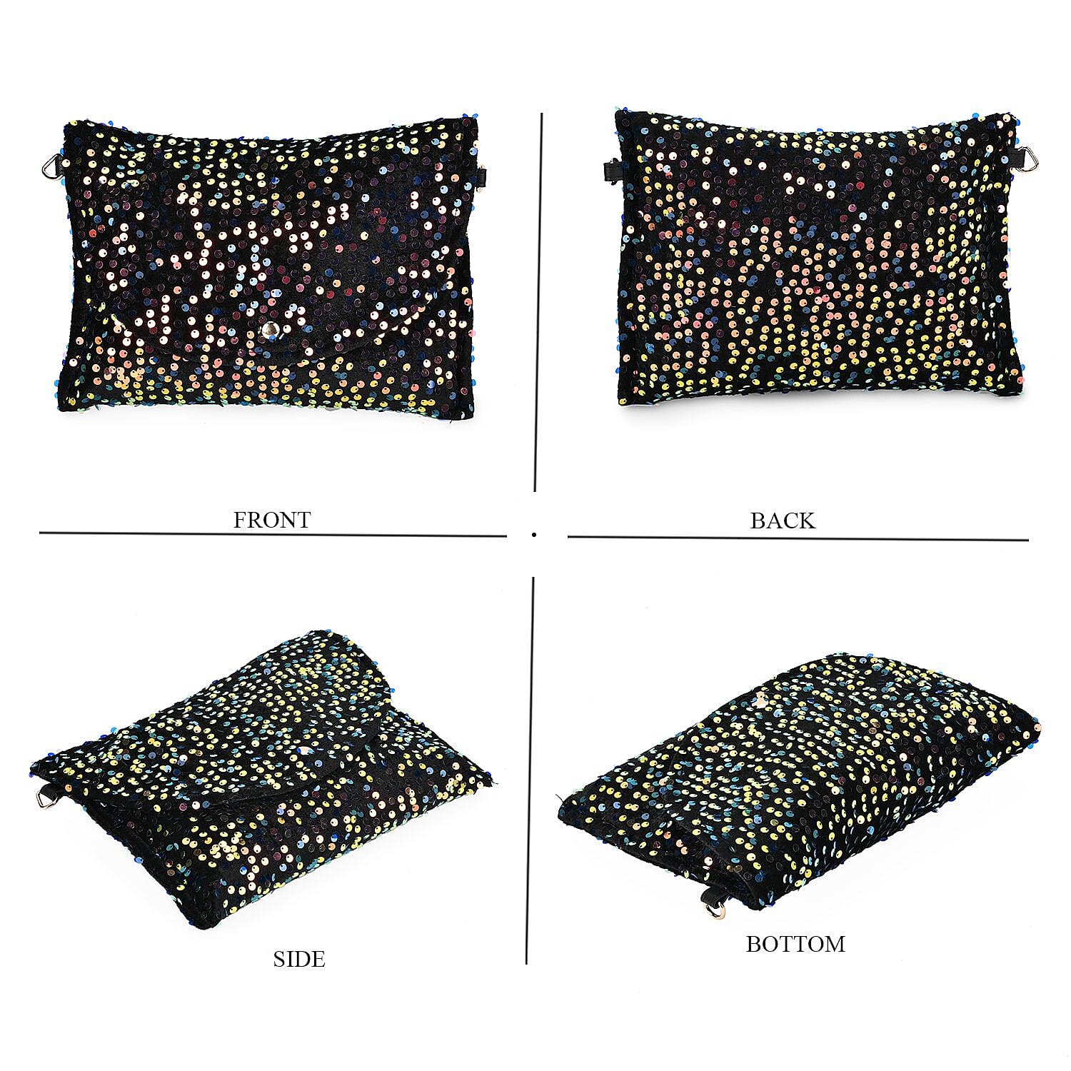  Set of 3 Sequin Bag (Includes Shoulder Bag, Crossbody Bag & Clutch Bag) - Multi