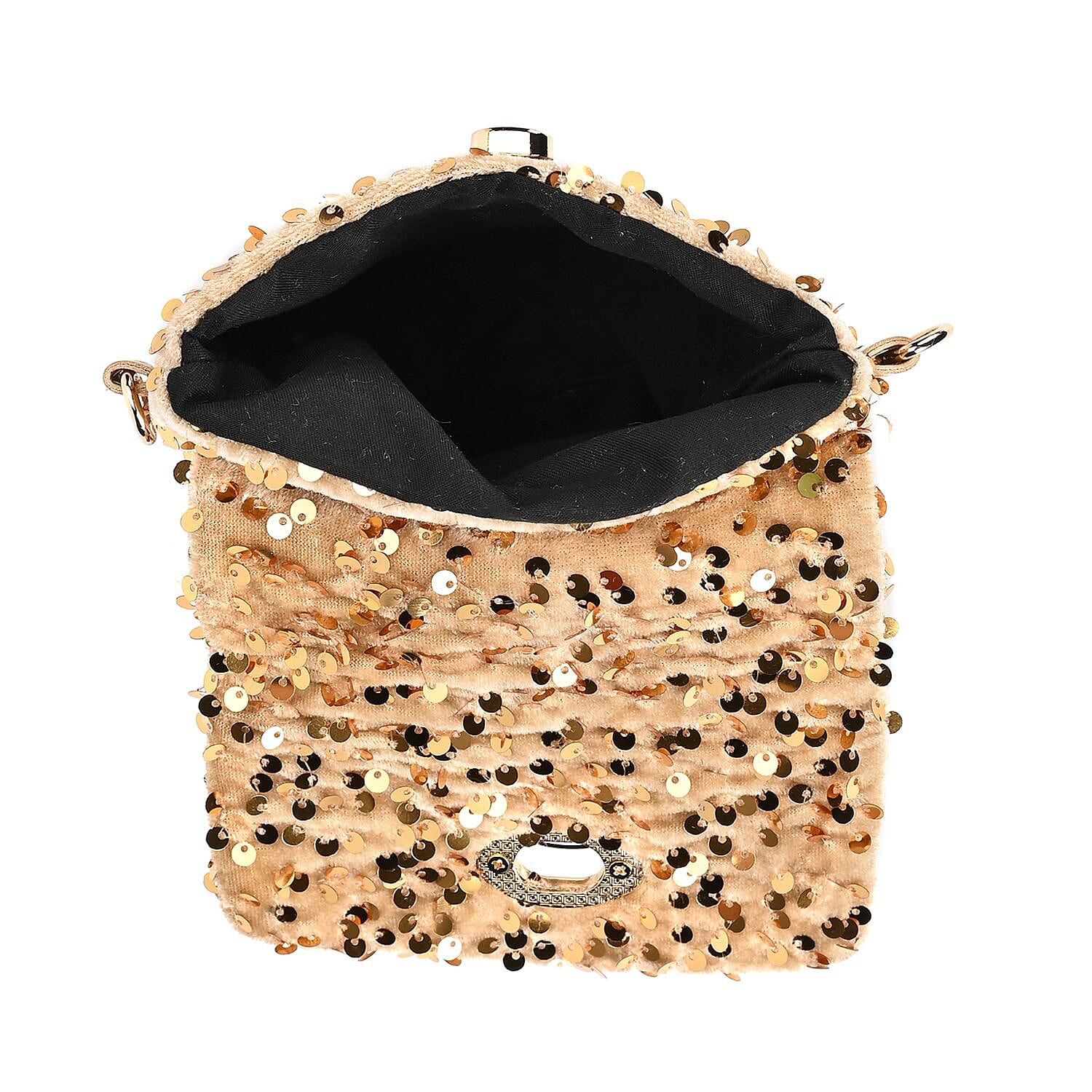 Lowest Ever Price - Set of 3 Sequin Bag (Includes Shoulder Bag, Crossbody Bag - Clutch Bag) - Champagne