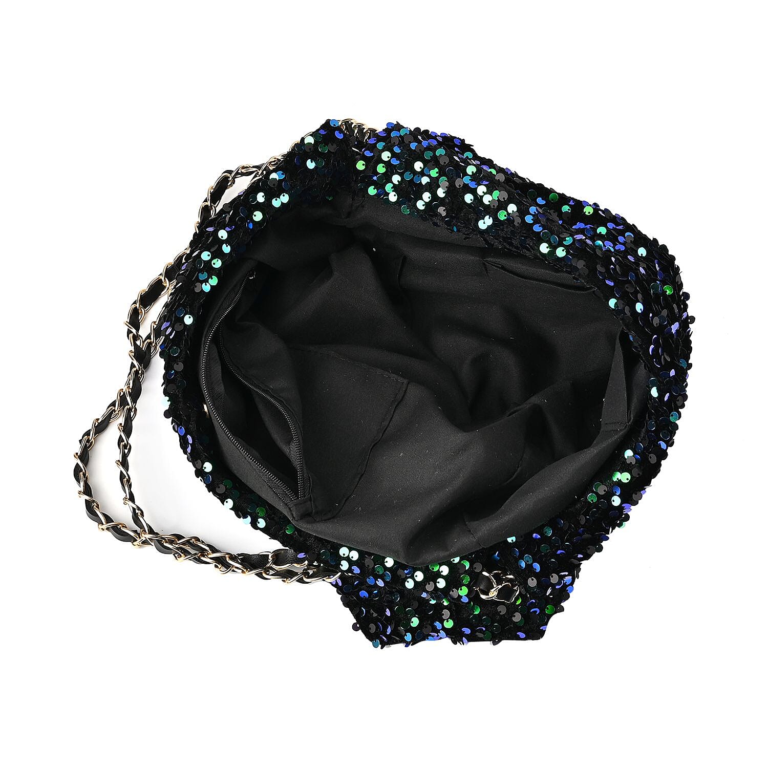 Set of 3 Sequin Bag (Includes Shoulder Bag, Crossbody Bag - Clutch Bag) - Green