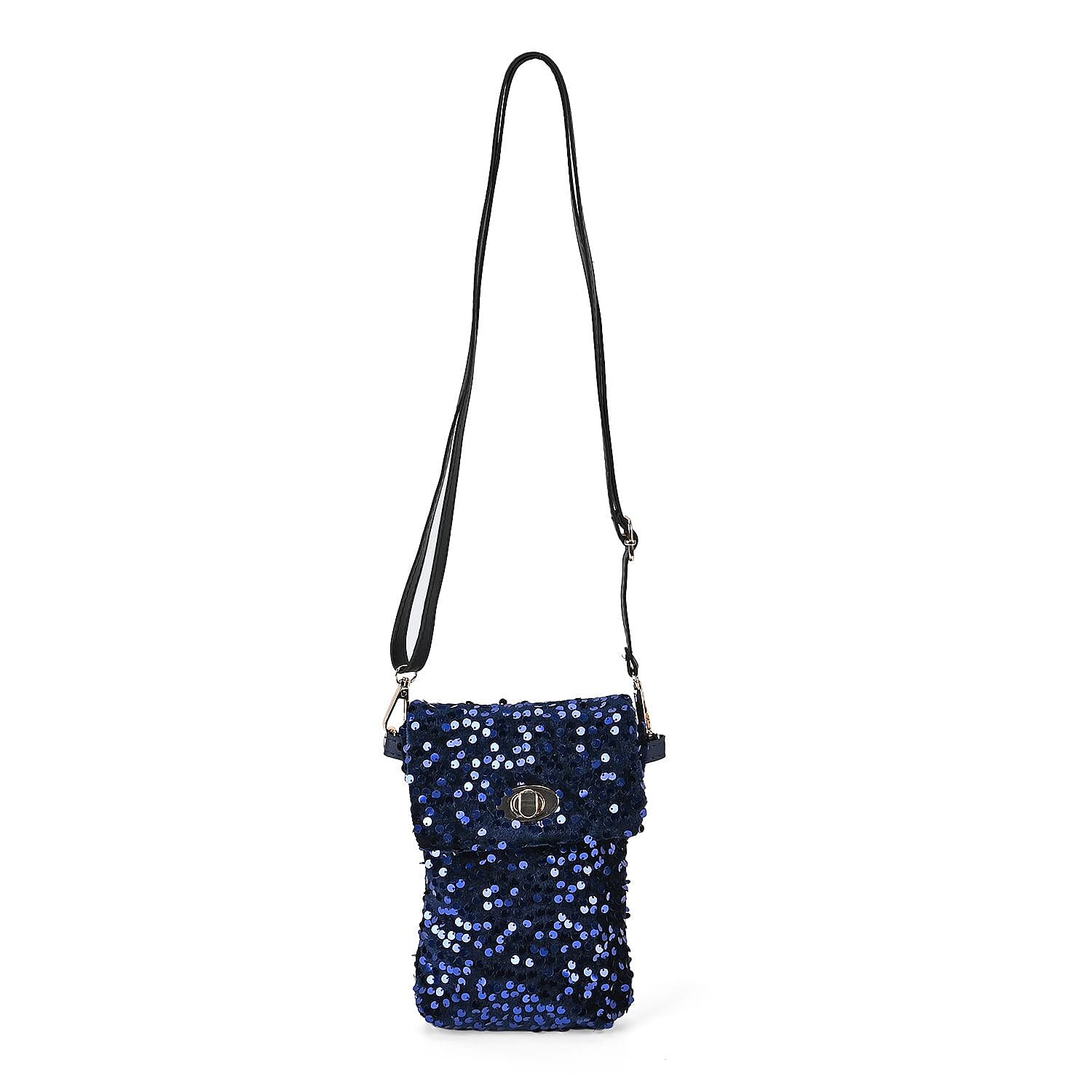 Set of 3 Sequin Bag (Includes Shoulder Bag, Crossbody Bag & Clutch Bag) - Navy
