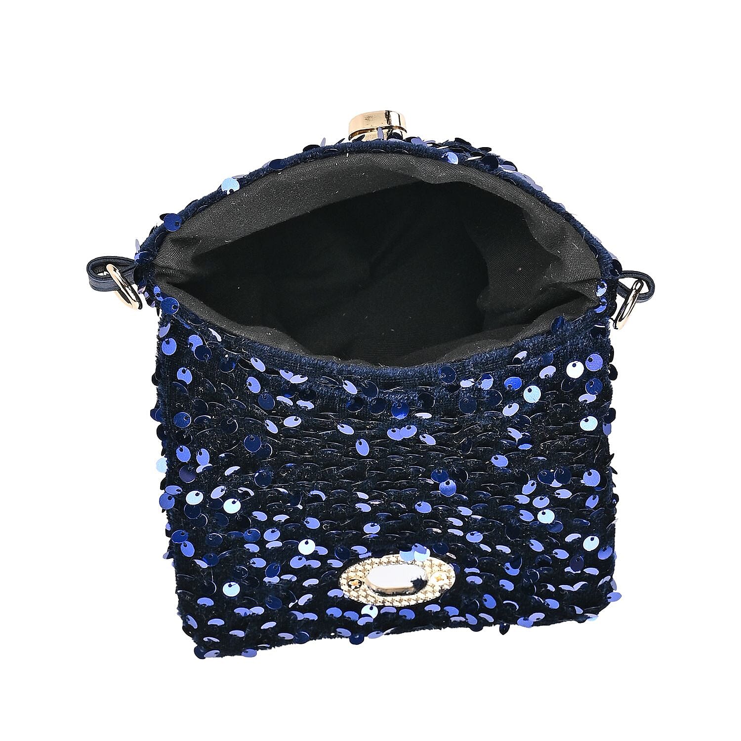 Set of 3 Sequin Bag (Includes Shoulder Bag, Crossbody Bag & Clutch Bag) - Navy