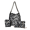Set of 3 Leopard Print Sequin Bag (Includes Shoulder Bag, Crossbody Bag & Clutch Bag) - Grey
