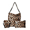 Set of 3 Leopard Print Sequin Bag (Includes Shoulder Bag, Crossbody Bag & Clutch Bag) - Brown
