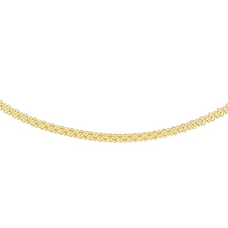 Sterling Silver Yellow Gold Plated Popcorn Chain 18 Inch