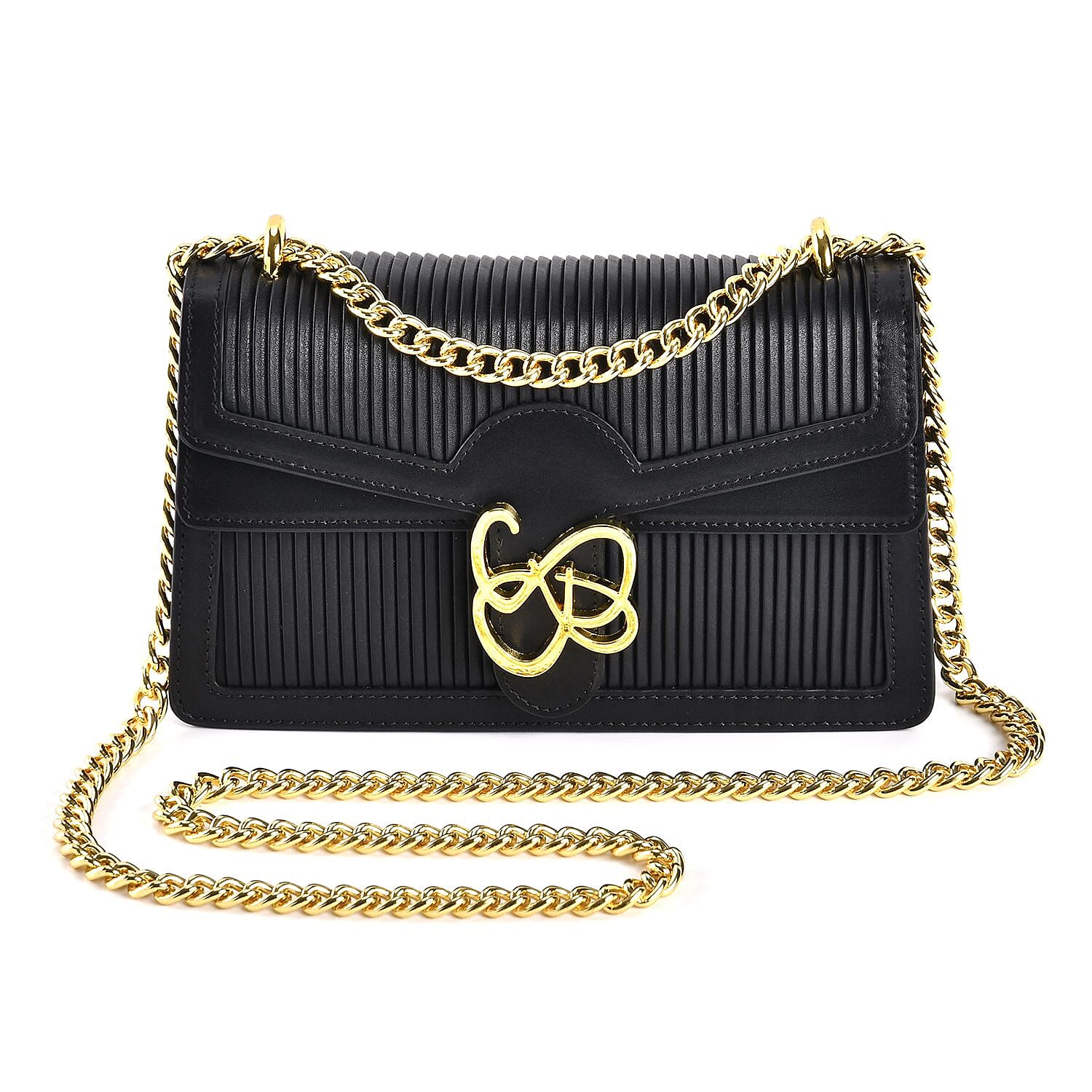  Genuine Leather Pleated Crossbody Bag