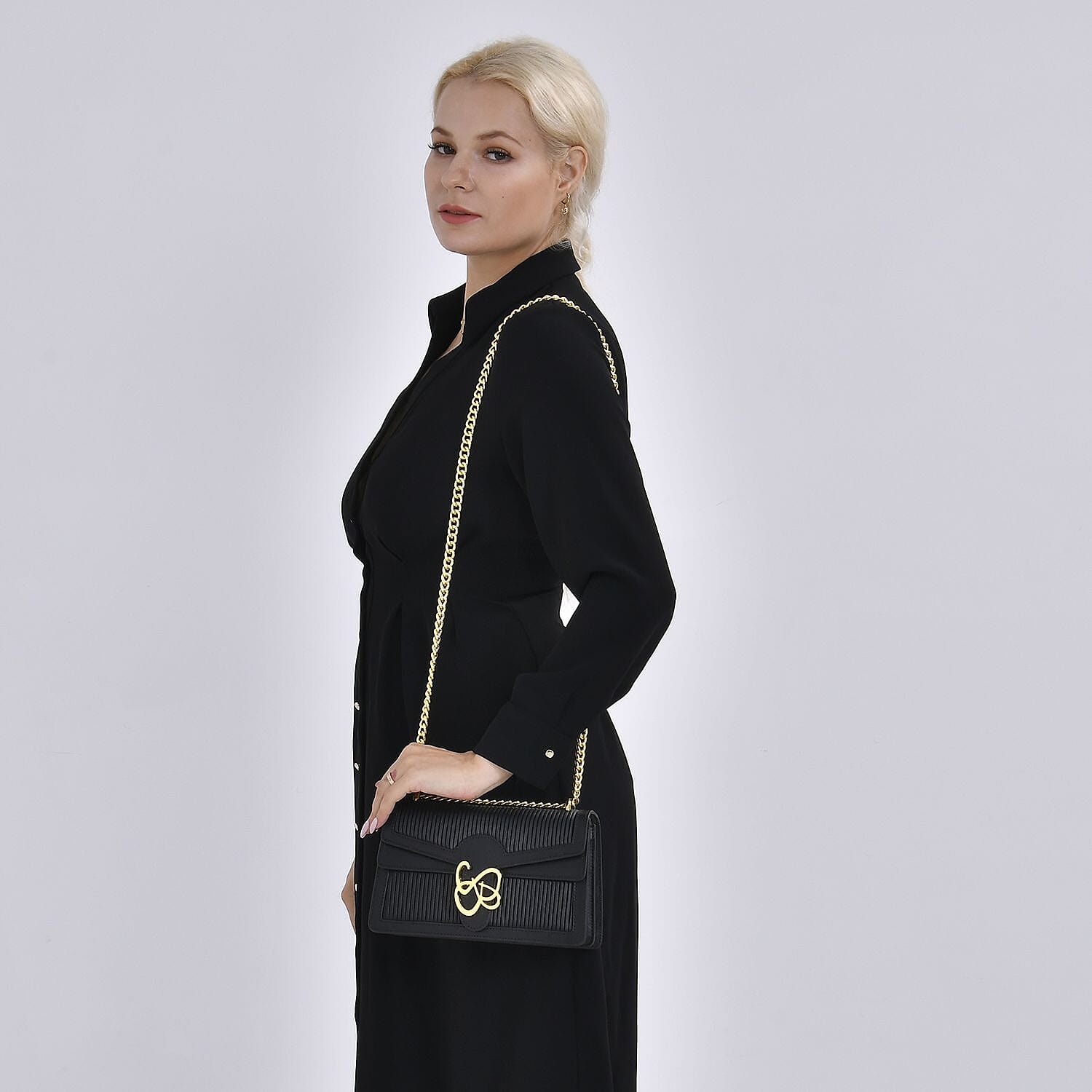  Genuine Leather Pleated Crossbody Bag