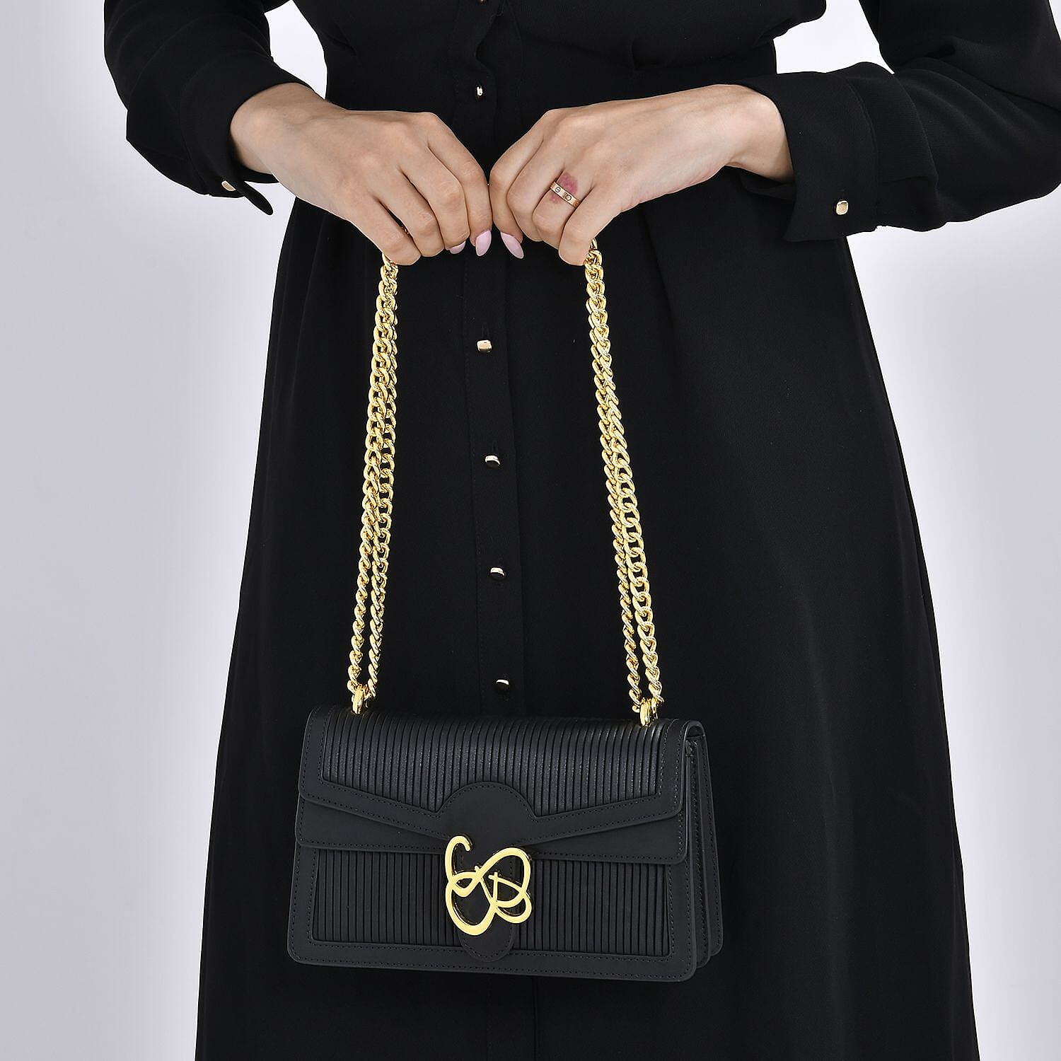  Genuine Leather Pleated Crossbody Bag