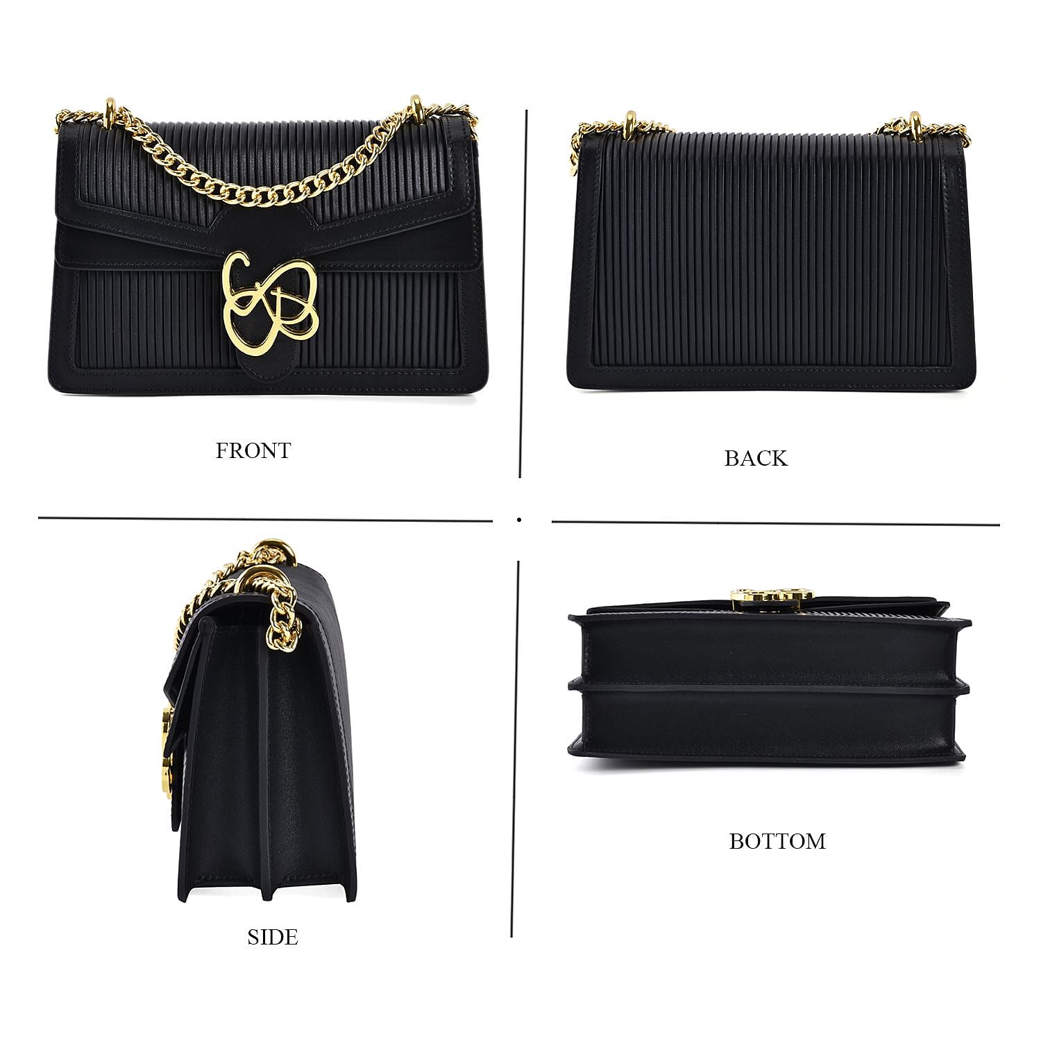  Genuine Leather Pleated Crossbody Bag