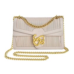 Genuine Leather Pleated Crossbody Bag (Size 23x7x14 cm)