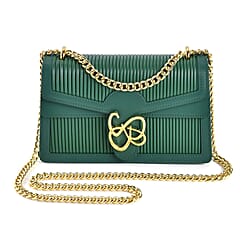 Genuine Leather Pleated Crossbody Bag (Size 23x7x14 cm)