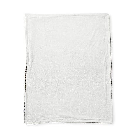 Faux Rabbit Fur Leopard Blanket (Size 200x150 cm) - Off White