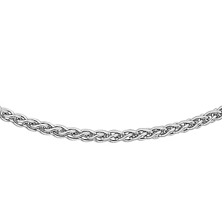 Sterling Silver Rhodium Plated 1.3mm Spiga Chain 18 Inch