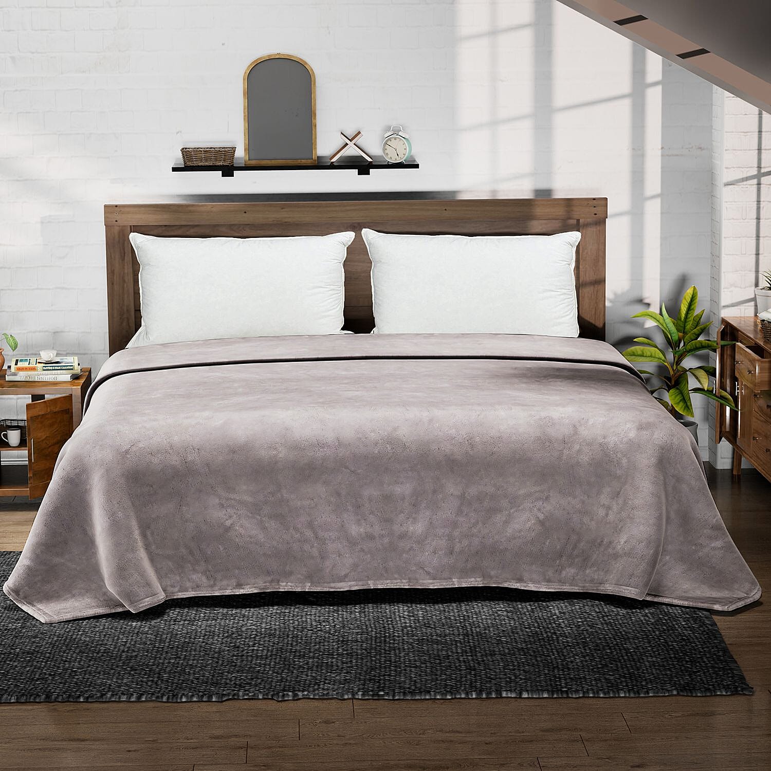 Big Size Stock Flannel Solid Blanket  - Grey