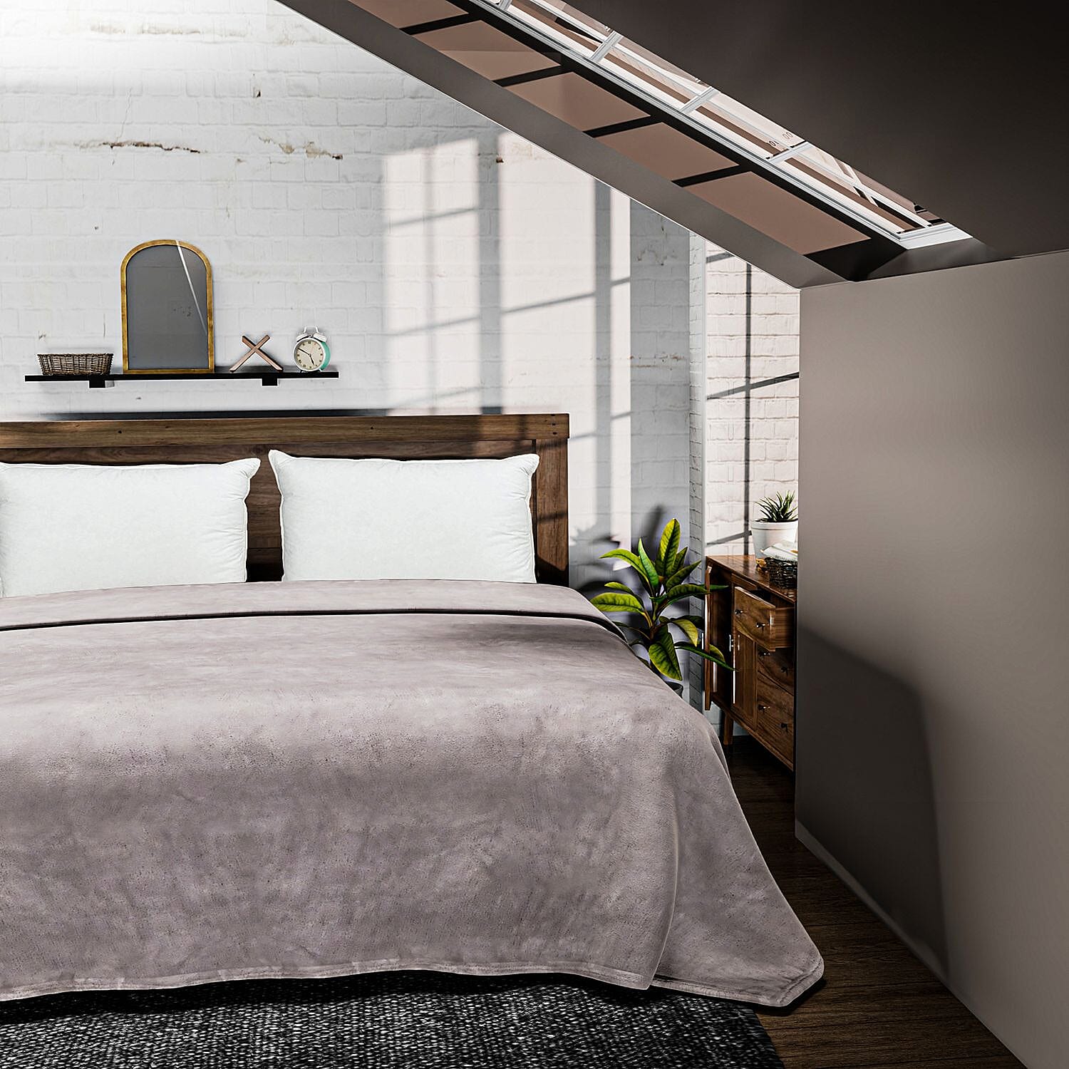 Big Size Stock Flannel Solid Blanket  - Grey