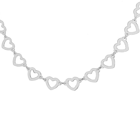 Sterling Silver 6mm Cutout Heart Link Chain 17 Inch