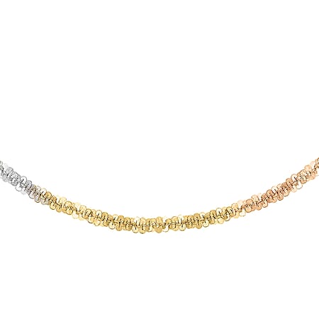 Sterling Silver 3 Tone Tocalle Chain 24 Inch