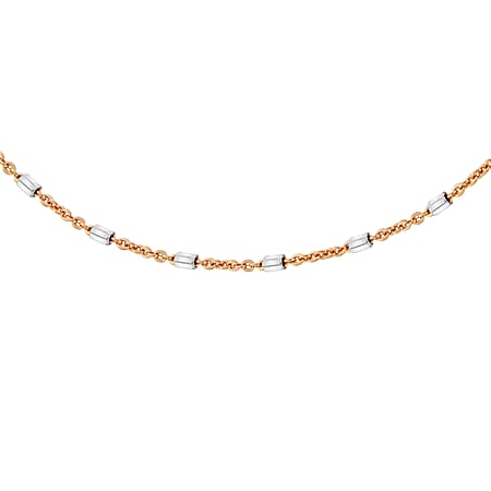 Sterling Silver 2 Tone Bugle Trace Chain 18 Inch