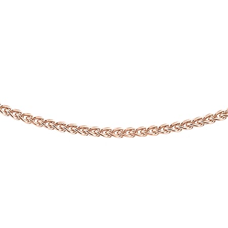 Sterling Silver Rose Gold Plated Spiga Chain 18 Inch