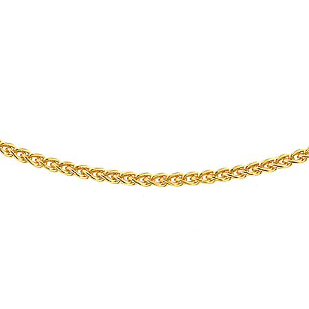 Sterling Silver Yellow Gold Plated Spiga Chain 18 Inch