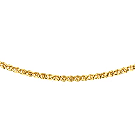 Sterling Silver Yellow Gold Plated Spiga Chain 20 Inch