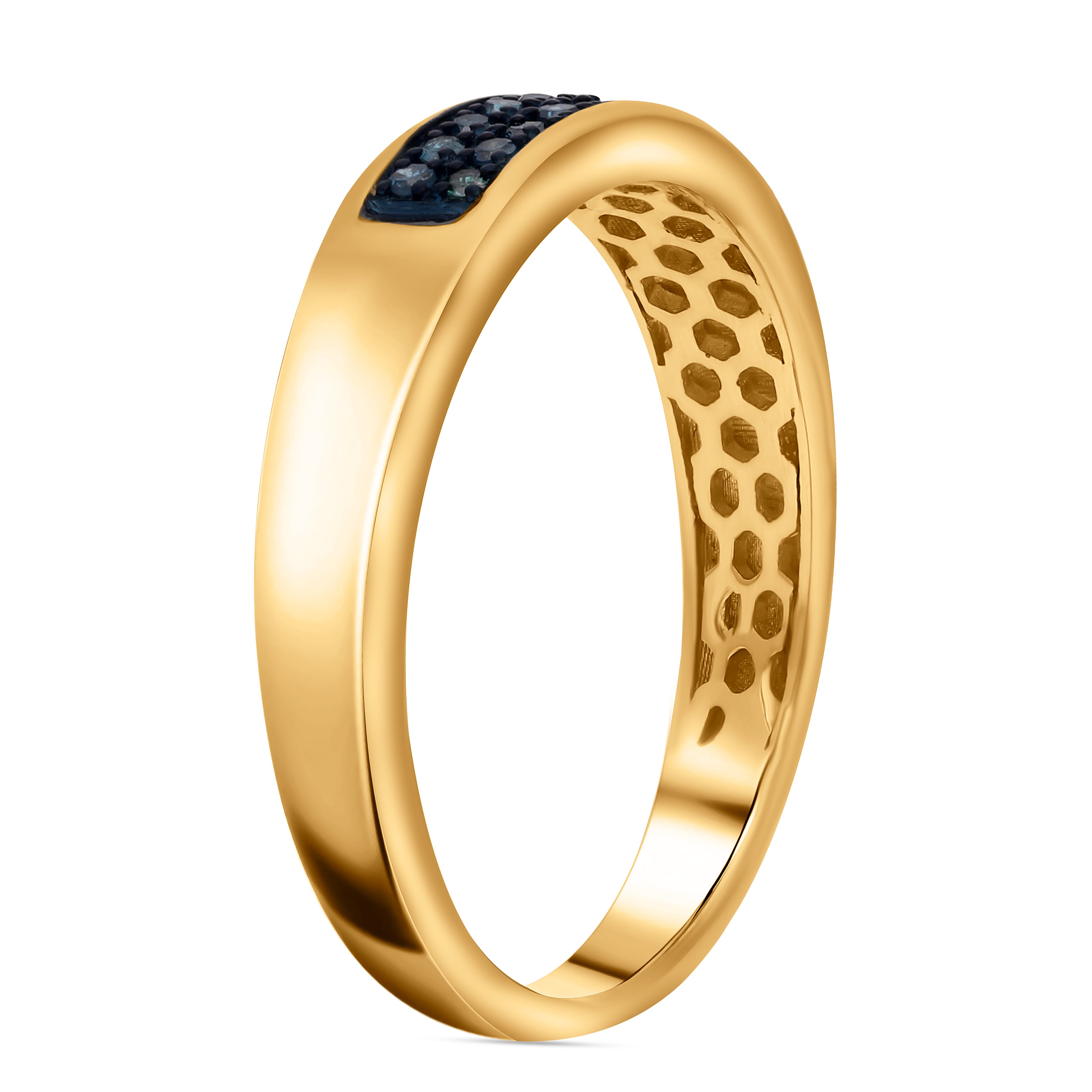 Blue Diamond Half-Eternity Band Ring in 18K Yellow Gold Vermeil Plated Sterling Silver 0.16 Ct