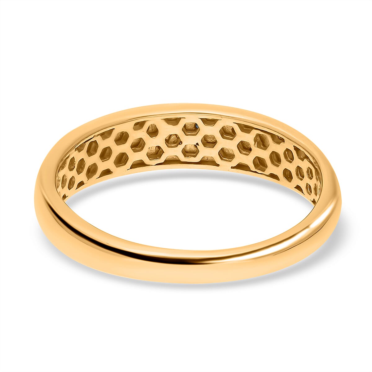 Blue Diamond Half-Eternity Band Ring in 18K Yellow Gold Vermeil Plated Sterling Silver 0.16 Ct