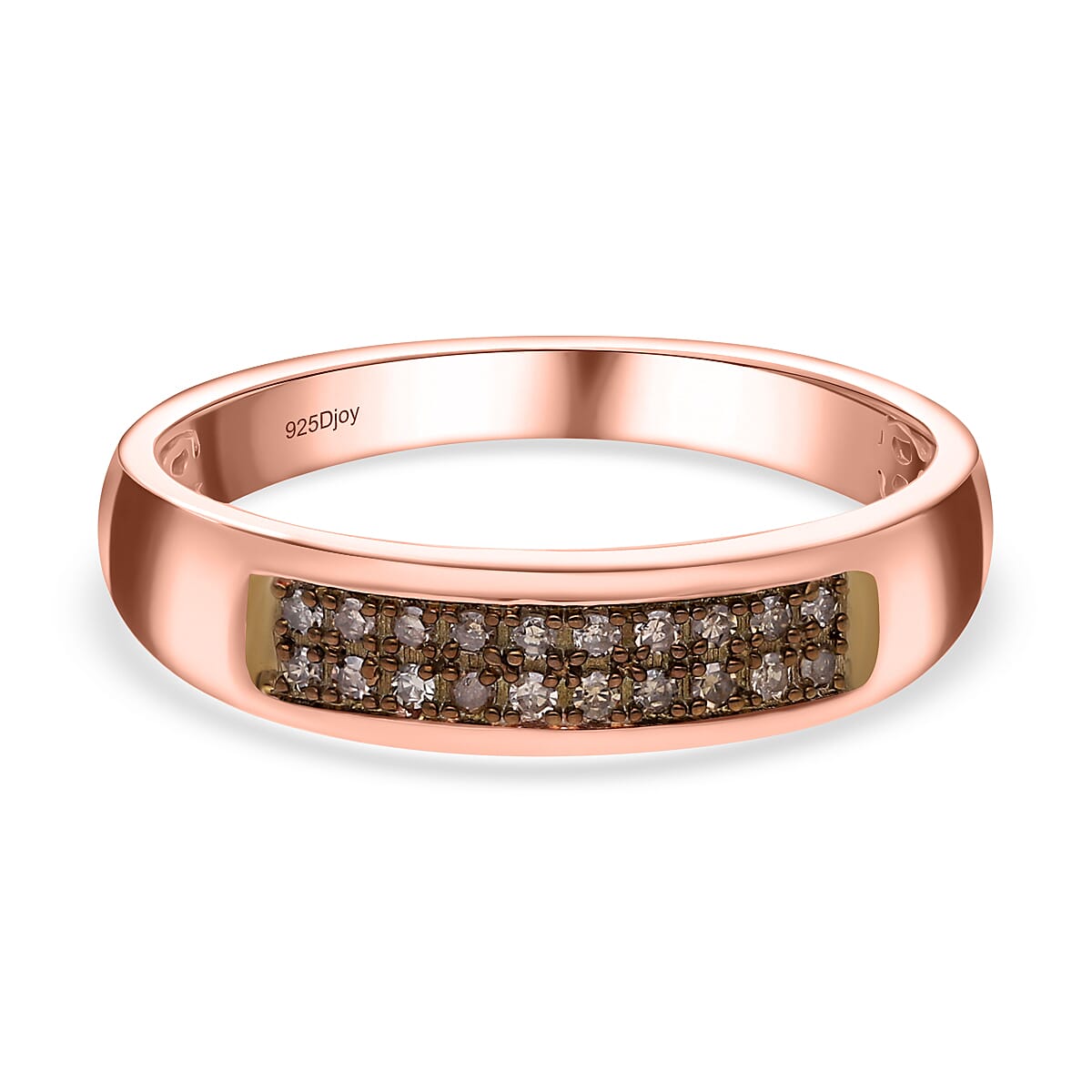 Champagne Diamond Half-Eternity Band Ring in 18K Rose Gold Vermeil Plated Sterling Silver 0.16 Ct