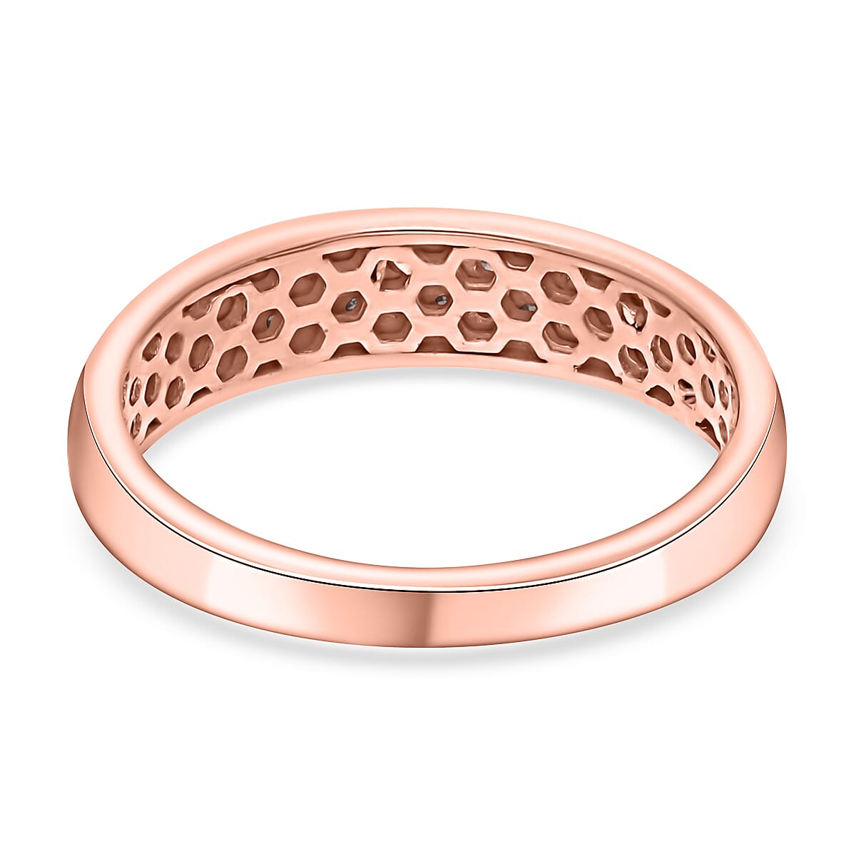 Champagne Diamond Half-Eternity Band Ring in 18K Rose Gold Vermeil Plated Sterling Silver 0.16 Ct