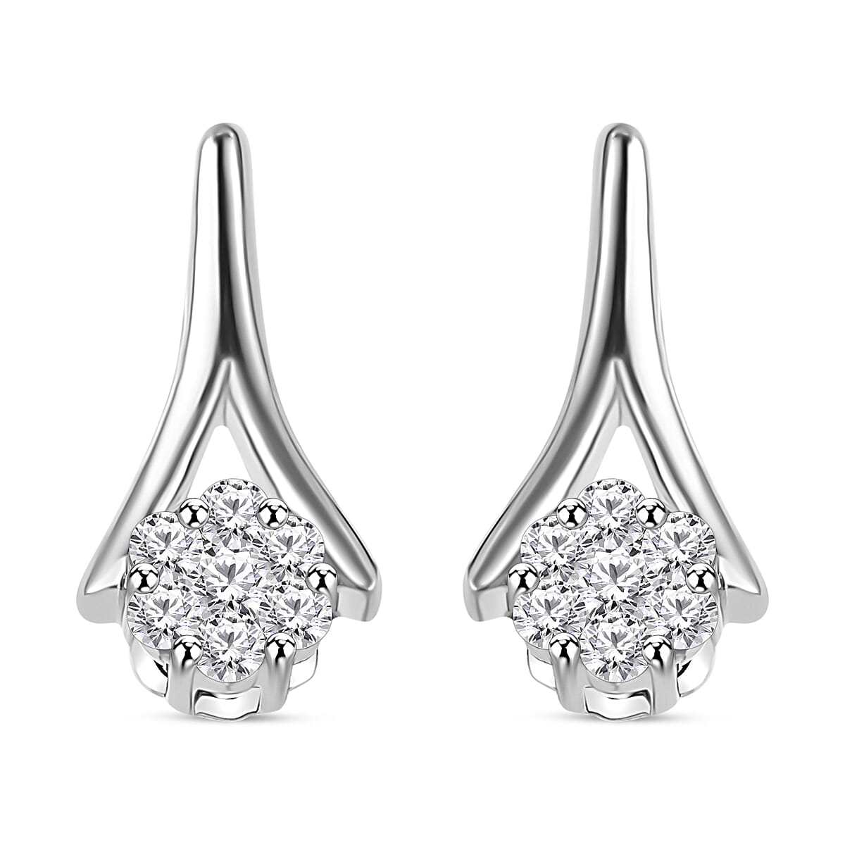 9K White Gold Diamond Earrings 0.11 Ct