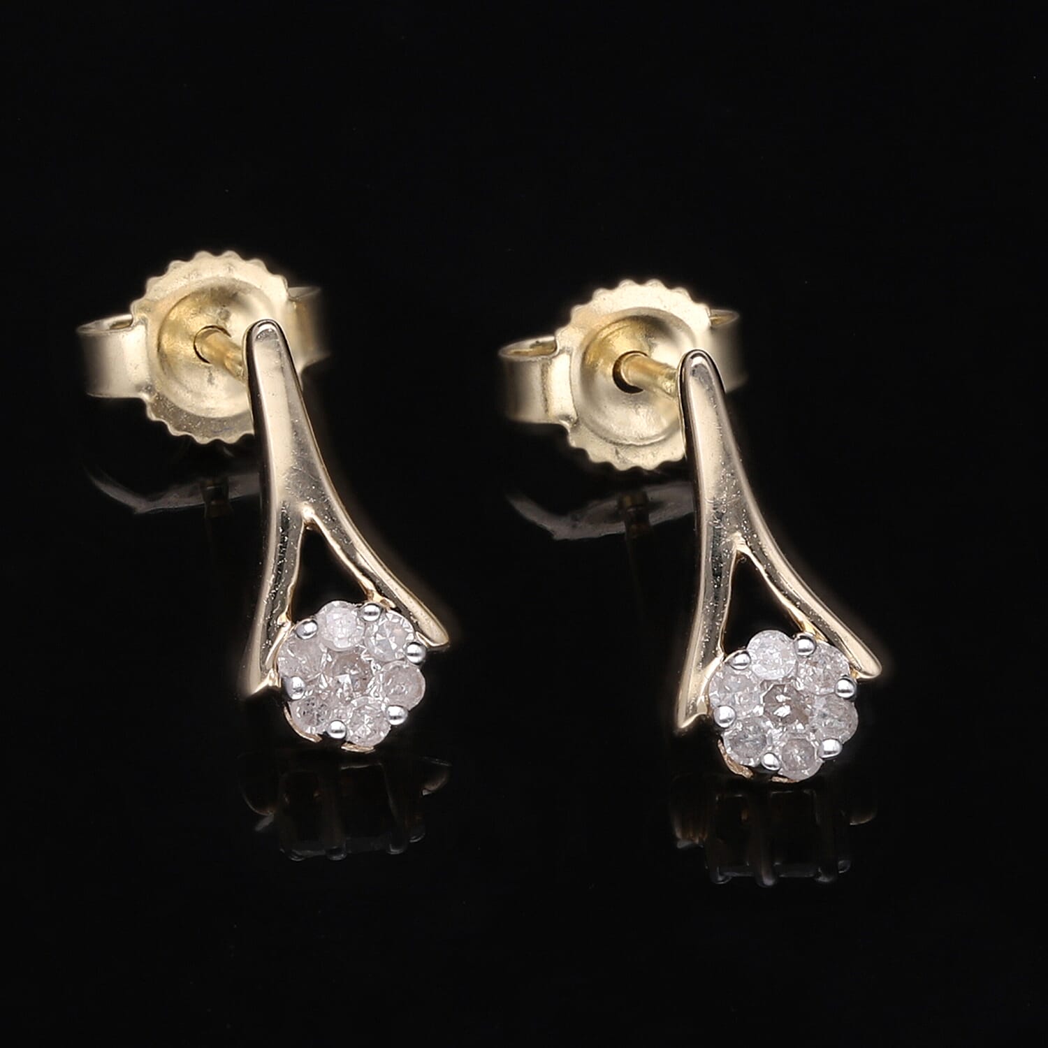 9K Yellow Gold Diamond Earrings