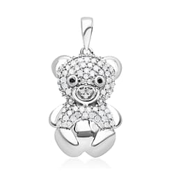 Black Diamond , Red Diamond Pendant in Platinum Overlay Sterling Silver