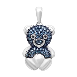 Black Diamond , Red Diamond Pendant in Platinum Overlay Sterling Silver