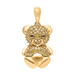 Black Diamond , Red Diamond Pendant in Platinum Overlay Sterling Silver