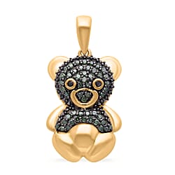 Black Diamond , Red Diamond Pendant in Platinum Overlay Sterling Silver