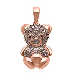 Black Diamond , Red Diamond Pendant in Platinum Overlay Sterling Silver