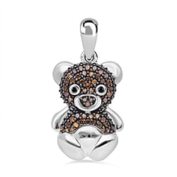 Black Diamond , Red Diamond Pendant in Platinum Overlay Sterling Silver