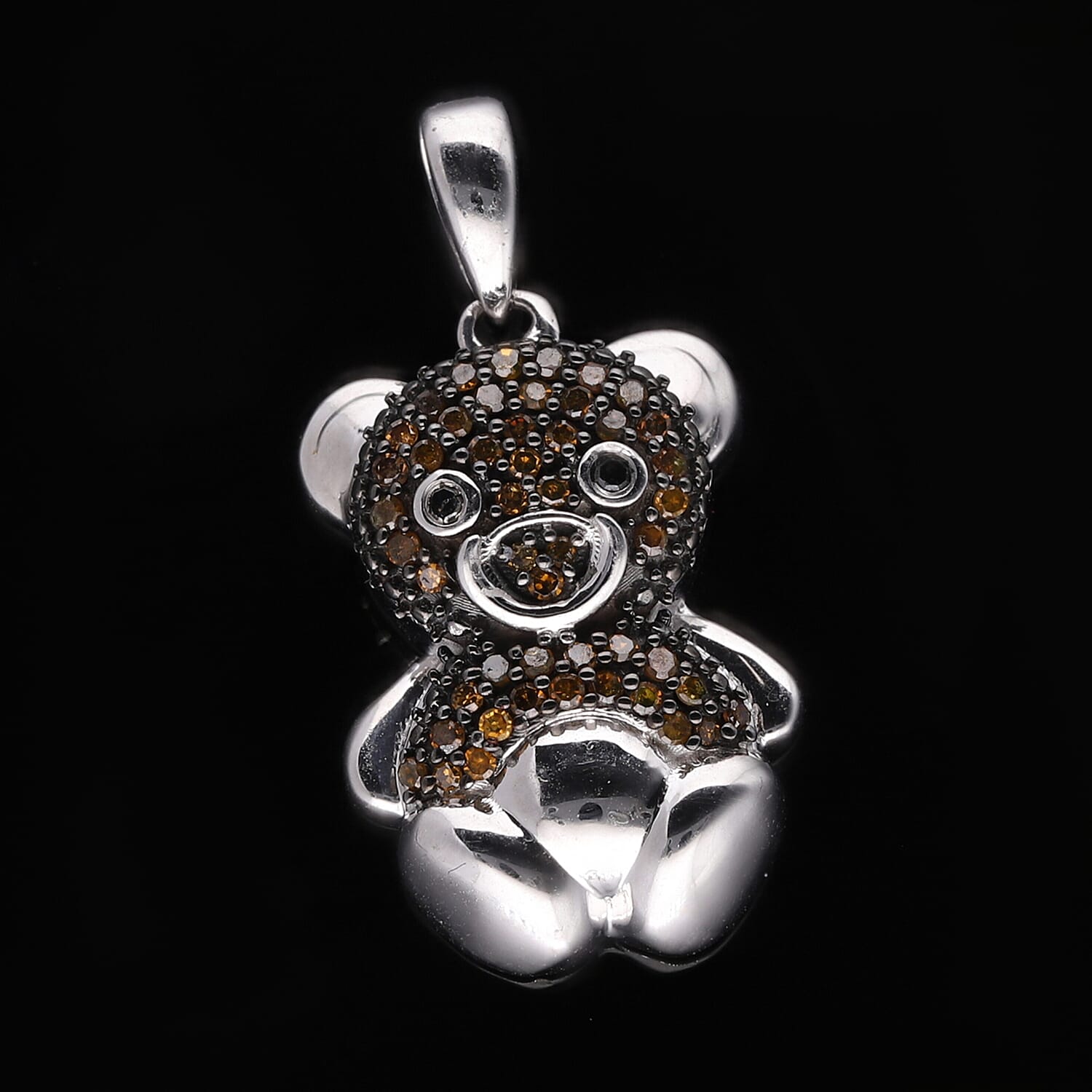 Black Diamond & Red Diamond Pendant in Platinum Overlay Sterling Silver 0.25 Ct