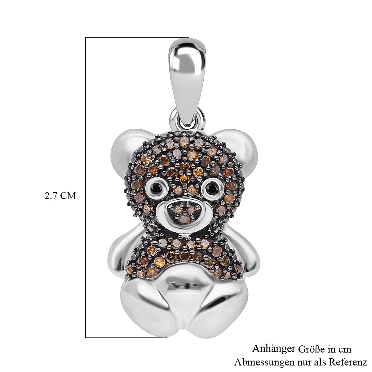 Black Diamond & Red Diamond Pendant in Platinum Overlay Sterling Silver 0.25 Ct