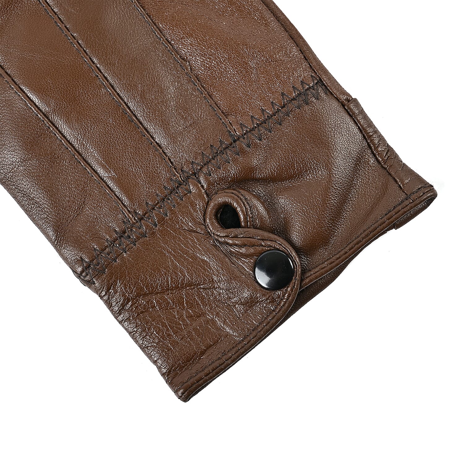 Luxurious 100% Leather & Faux Fur Lining Gloves - Brown